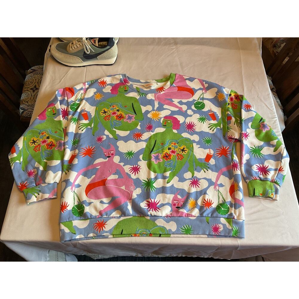 Gorman Graphic Pullover SZ 14 (L) -Whimsical, Cozy, Pattern, Abstract Loungewear